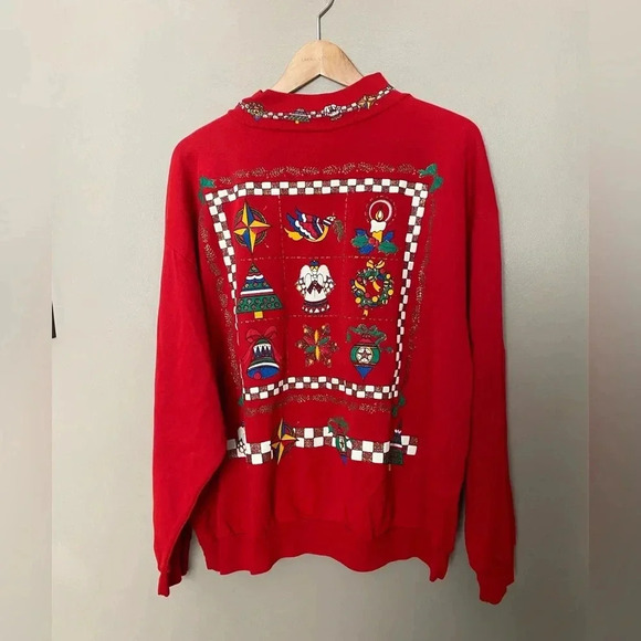 NUTCRACKER retro 80s 90s ugly Christmas mock turtle neck puffy paint women’s XL - Picture 1 of 15